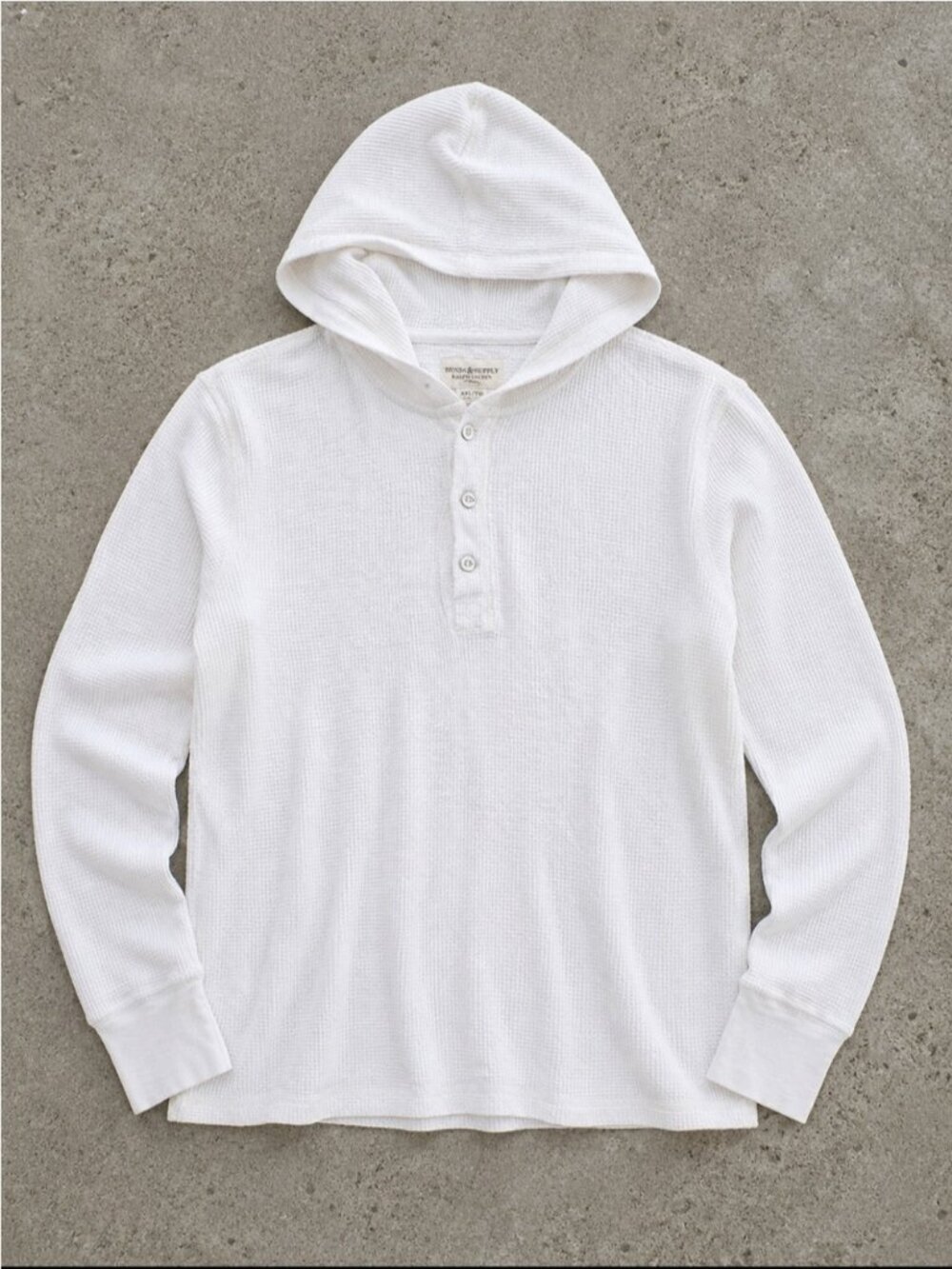 Denim & Supply Ralph Lauren Waffle Knit Hooded Henley Shirt Men XXL White Comfy